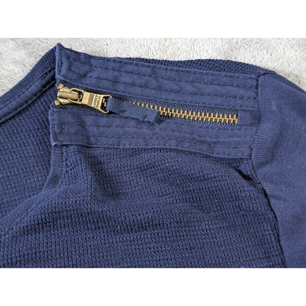 Lauren Ralph Lauren Top Women's XL Blue Shoulder Zip 3/4 Sleeve Knit - Picture 5 of 8